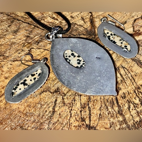 Dalmation Jasper Pendant & Earrings Set - Picture 4 of 8